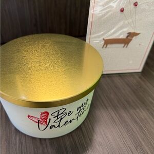 Romantic Gold and White Valentine's Candle with Papyrus Card